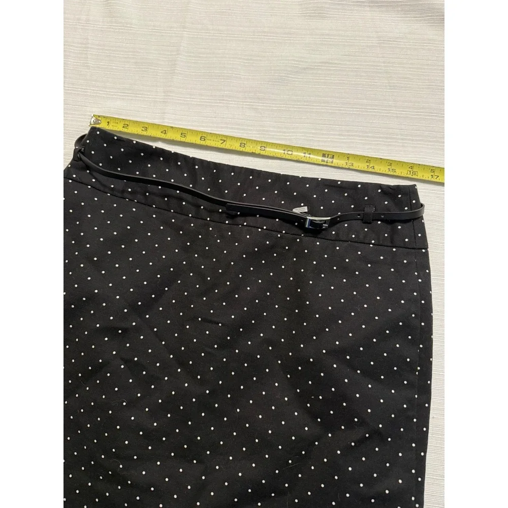 Liz Claiborne Black White Polka Dot Pencil Skirt with Belt Size 12 Knee Length